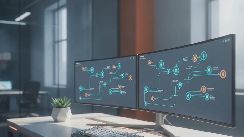 Dos monitores mostrando flujos de automatización de agentes de Claude
