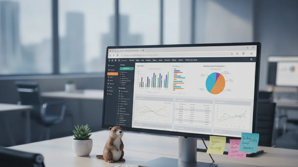 Écran affichant un tableau de bord analytics avec des notes d'hypothèses CRO