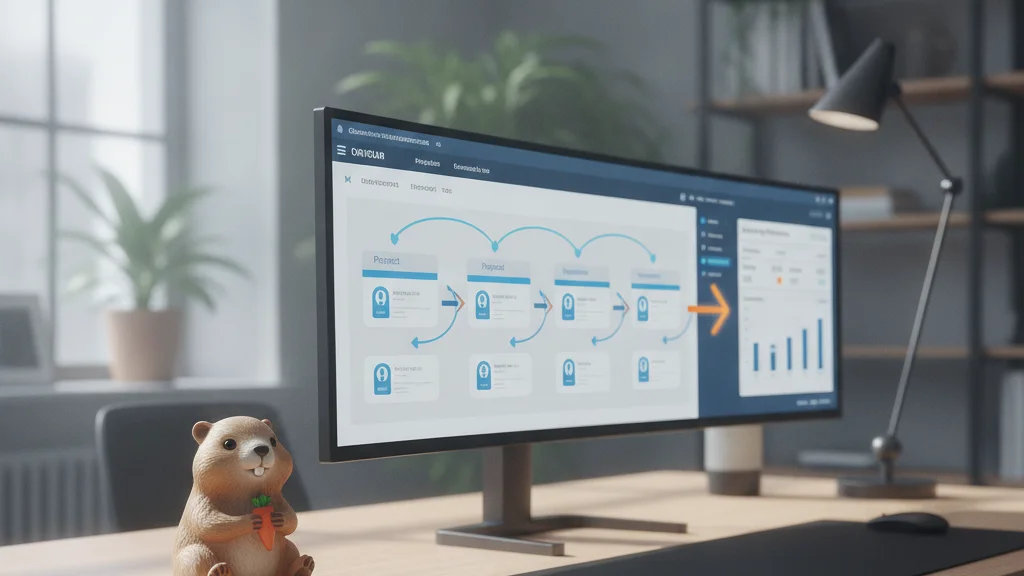 Monitor showing a CRM pipeline connected to a B2B advertising dashboard