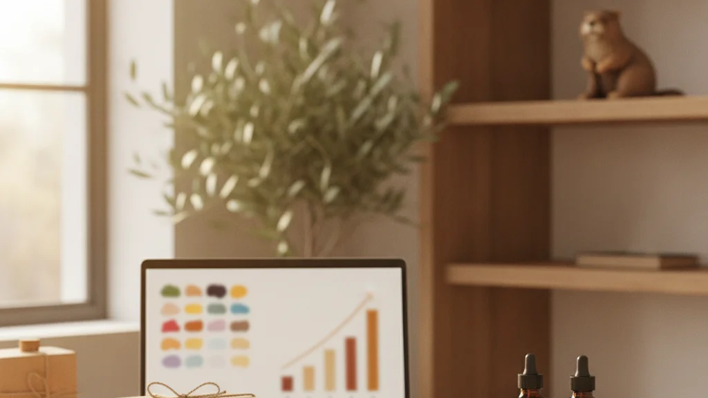 Mesa de una tienda online con cajas de envío y un portátil con productos y ventas: Google Ads para Shopify