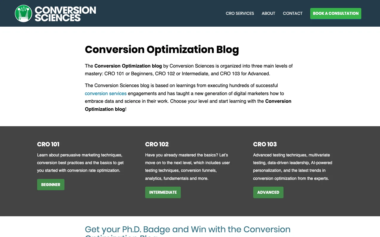 Conversion Sciences blog homepage — science-based conversion optimization by Brian Massey