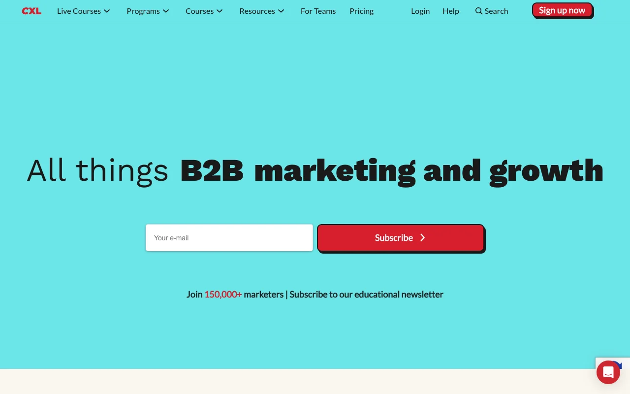 CXL blog homepage — the leading CRO and conversion rate optimization blog