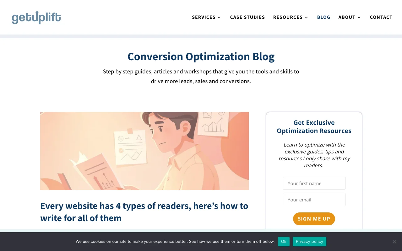 GetUplift blog homepage — emotional CRO and conversion copywriting by Talia Wolf