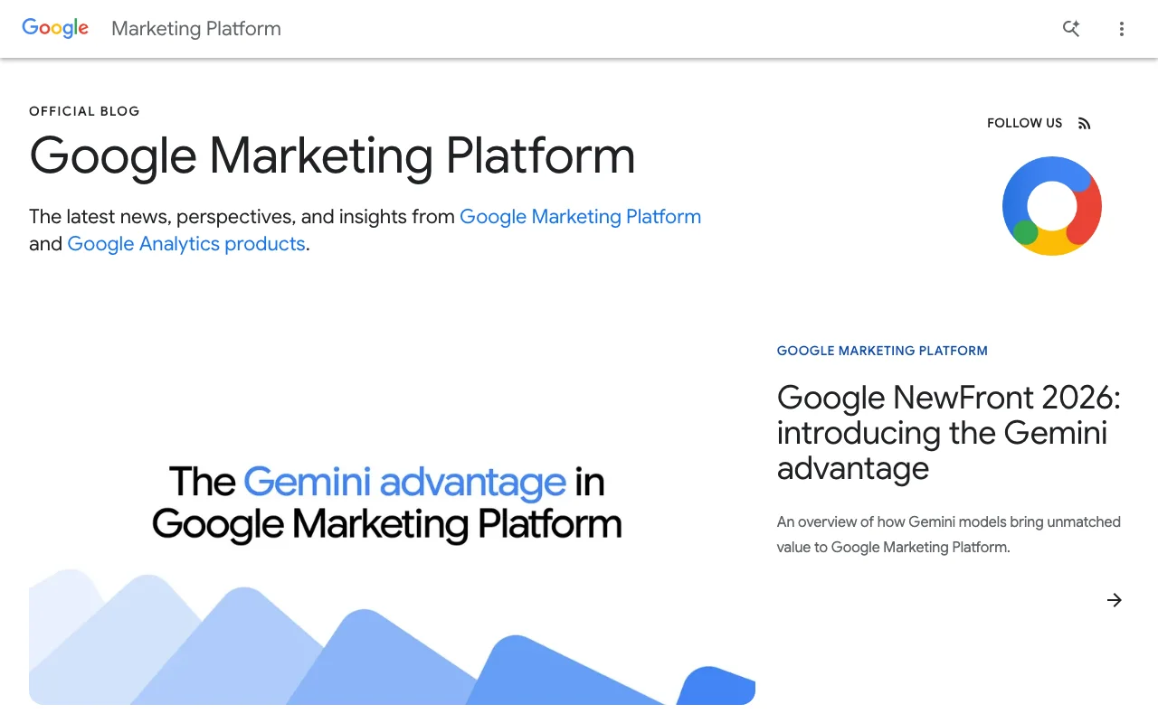 Google Marketing Platform blog homepage — GA4 and Google Ads product updates