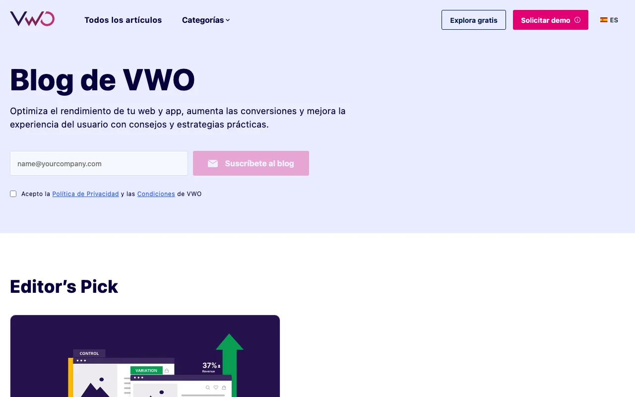 VWO blog homepage — Visual Website Optimizer A/B testing and ecommerce CRO