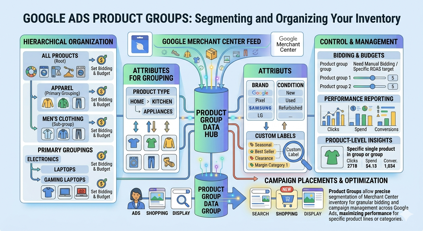 Recommended product group structure by catalogue size in Google Shopping